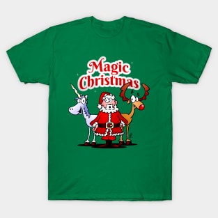 Magic Christmas: Santa, reindeer and a unicorn T-Shirt